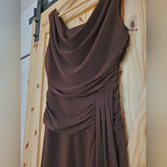 Vintage Frank Lyman Size US/CAN 6 Dark Chocolate Brown Ruched Fitted Dress - Picture 5 of 7